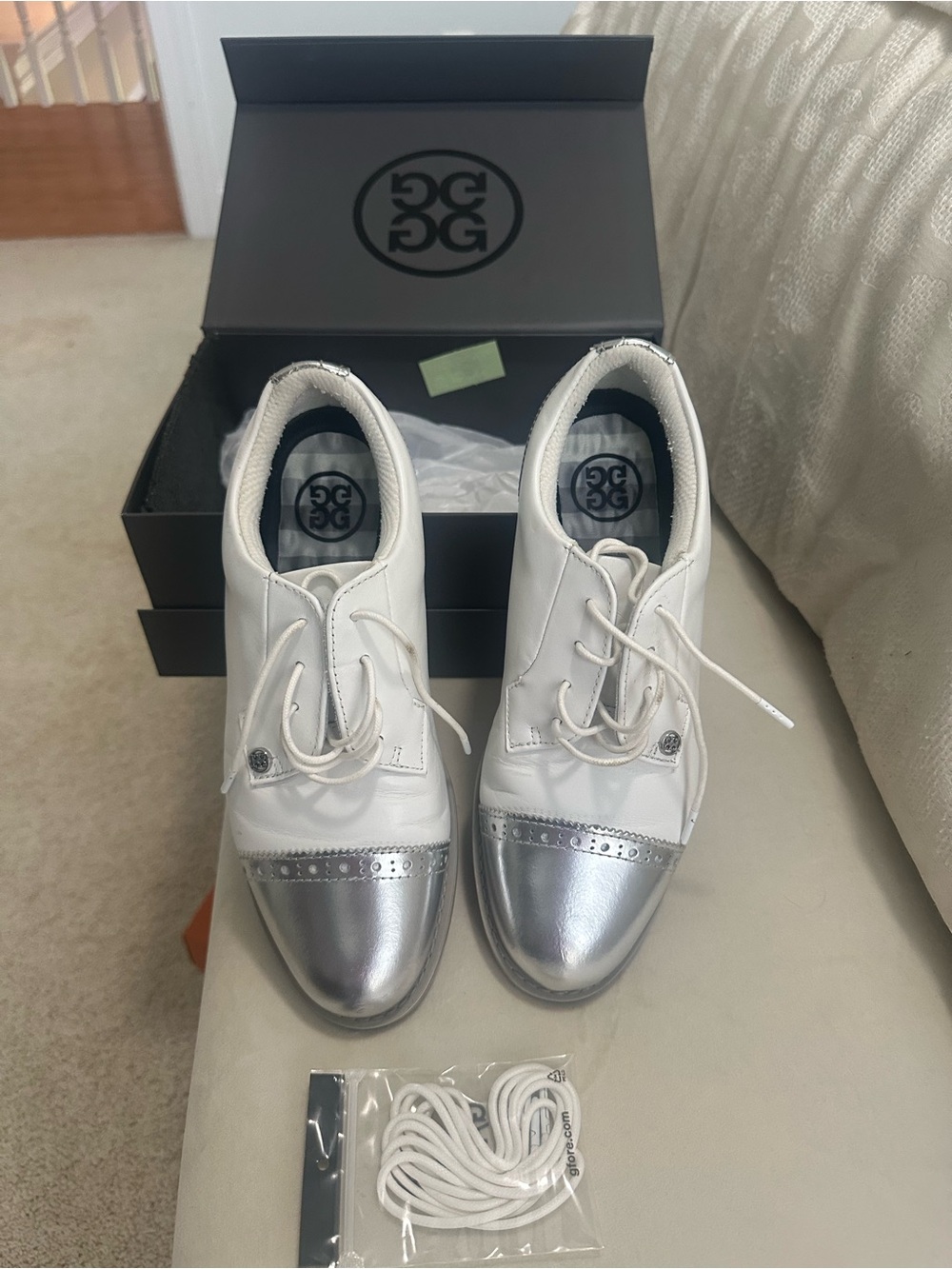 G/FORE Women's White and Silver Golf Shoes